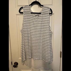 MOVING SALE - Ava & Viv Striped Split Back Blue and White Tank Top Sz 4X